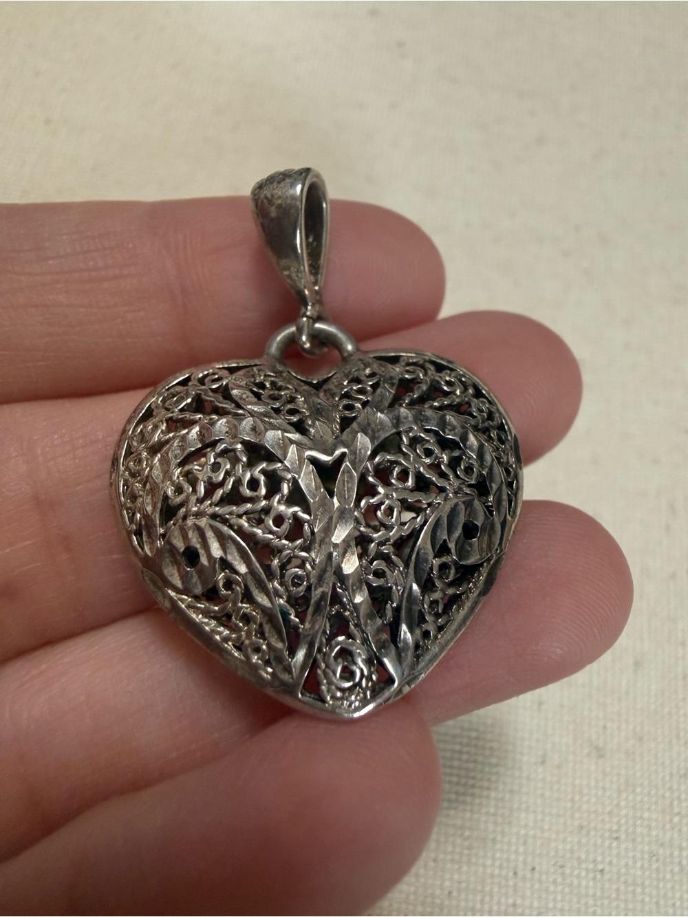 Sterling Silver 925 Filigree Heart Pendant - Silver Heart pendant